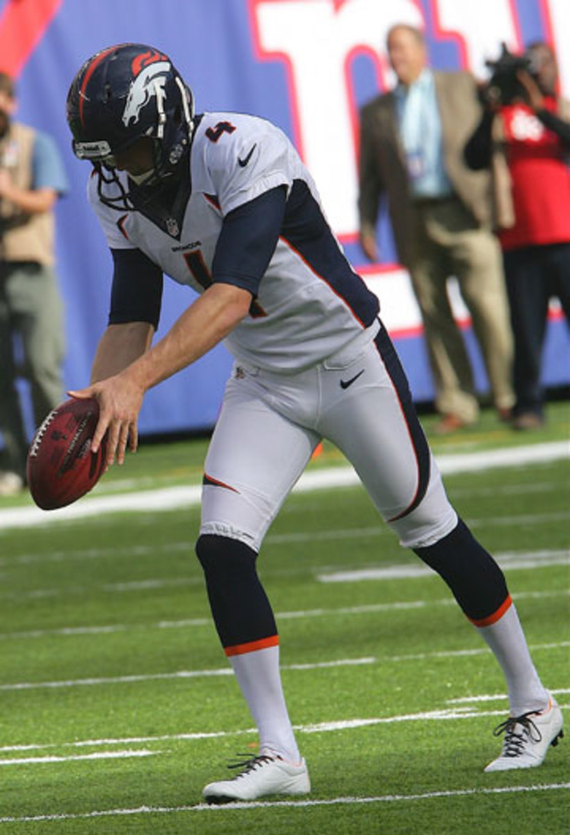 Broncos punter Britton Colquitt averaged 42.0 yards on five punts at MetLife in September. Winds were a scant 3 mph. (Richard Brightly/Icon SMI)