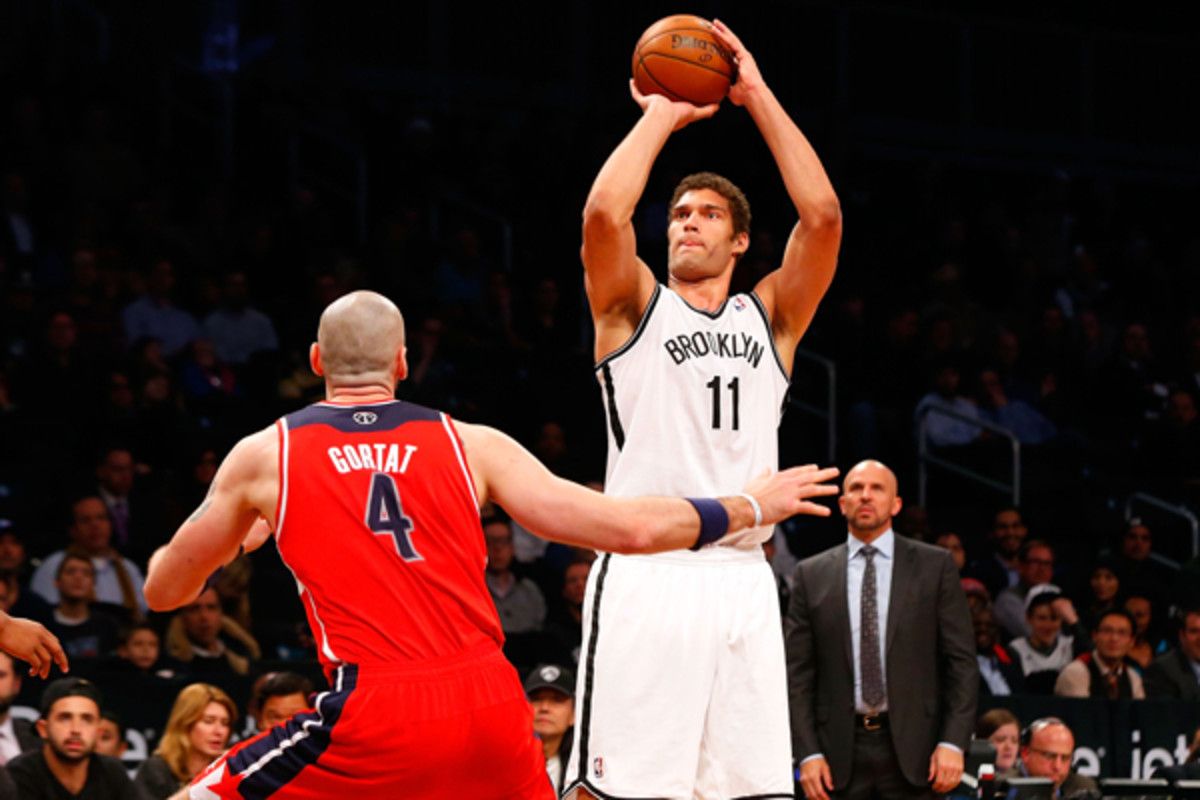 Brook Lopez (center) was averaging 20.7 points and six rebounds for the Ntes. (Jim McIsaac/Getty Images Sport)