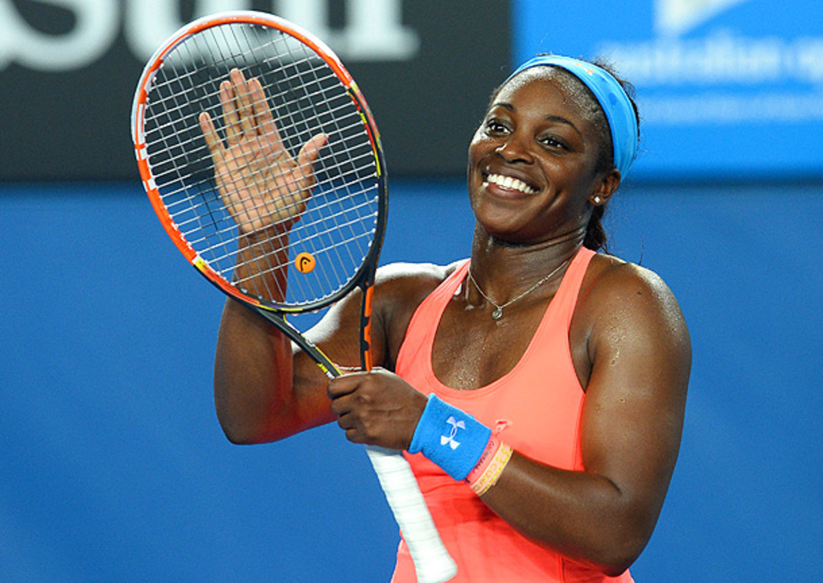 Sloane Stephens is all smiles after knocking Ajla Tomljanovic out of the Australian Open. (WILLIAM WEST/AFP/Getty Images)