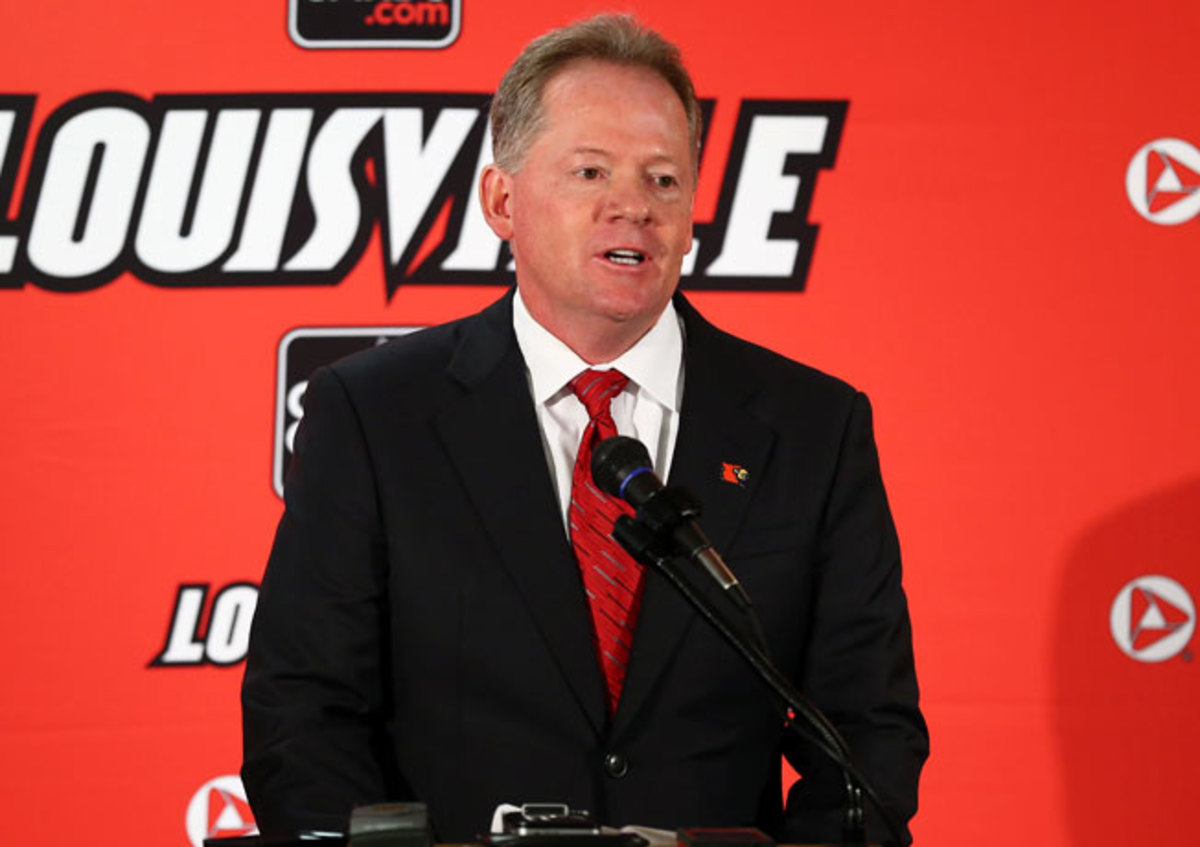 Louisville AD Tom Jurich introduced Bobby Petrino (above) as the Cardinals' new coach on Thursday.