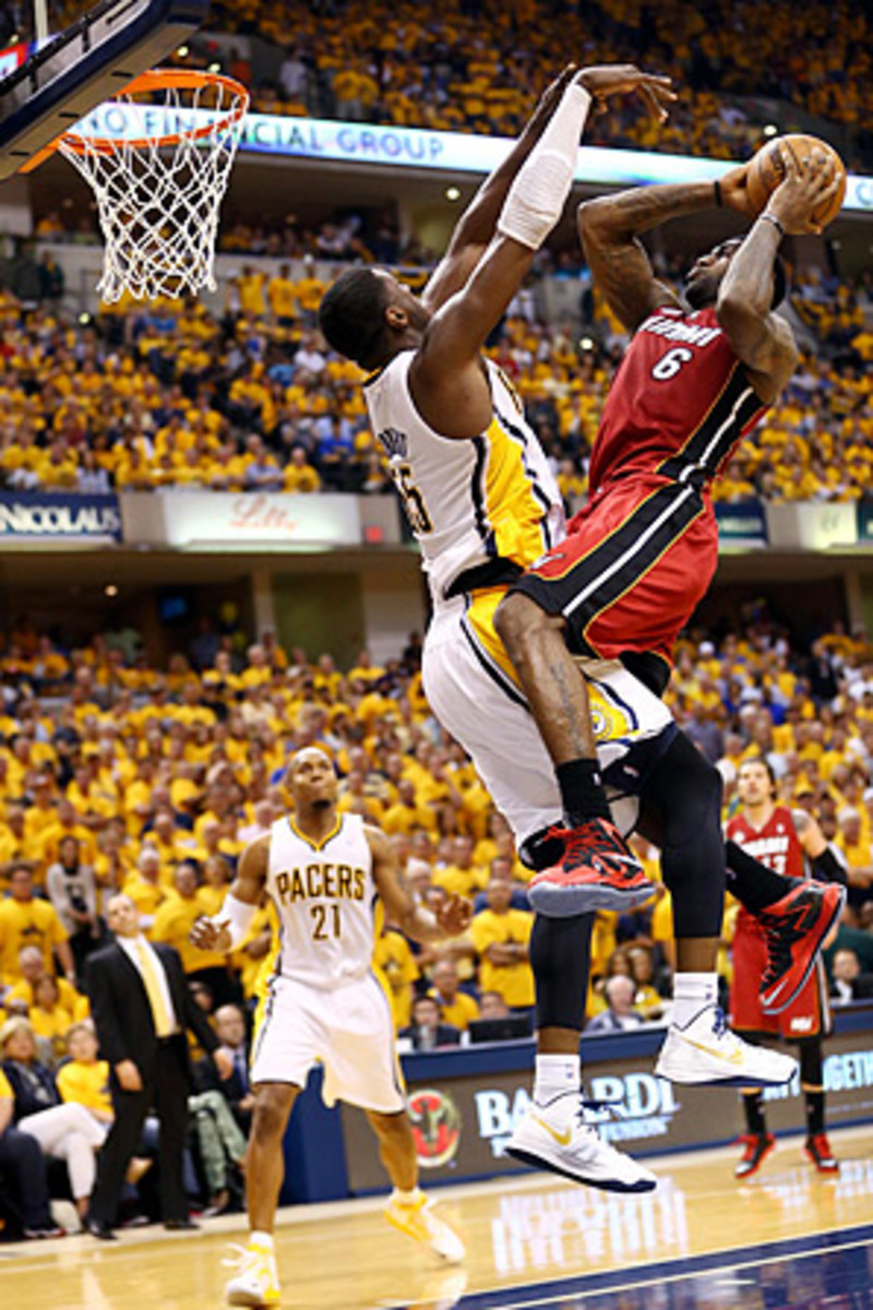 Roy Hibbert's ability to challenge shots without fouling is a key part of the Pacers' defense against the likes of LeBron James.