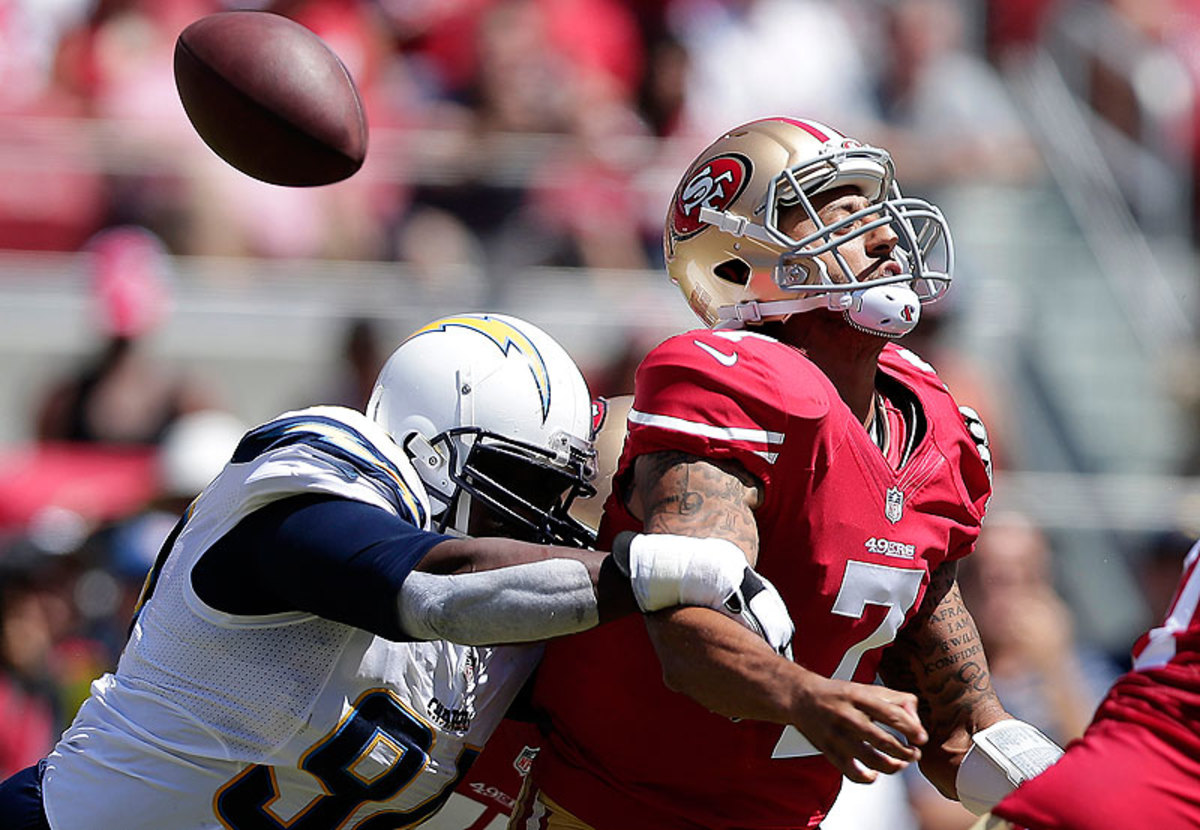 After finishing 2013 as the 24th-ranked offense in the NFL, the 49ers and QB Colin Kaepernick haven't looked any better during the preseason. (Marcio Jose Sanchez/AP)