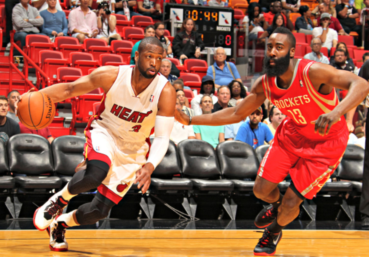 Dwyane Wade and the Heat got the best of the Rockets in the fourth quarter. (Issac Baldizon/NBAE via Getty Images)