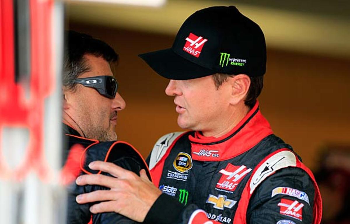 Busch's first season with Tony Stewart (left) proved to be a bumpy ride.