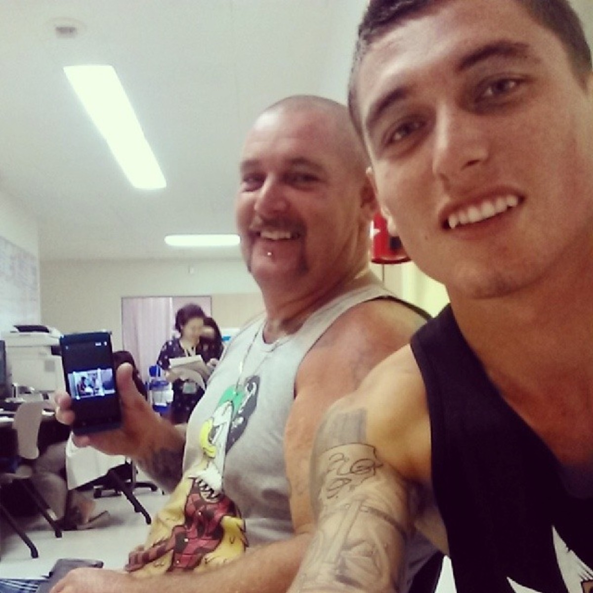 Instagram caption: Once again at my monthly check up with my big supporter, my Dad.
