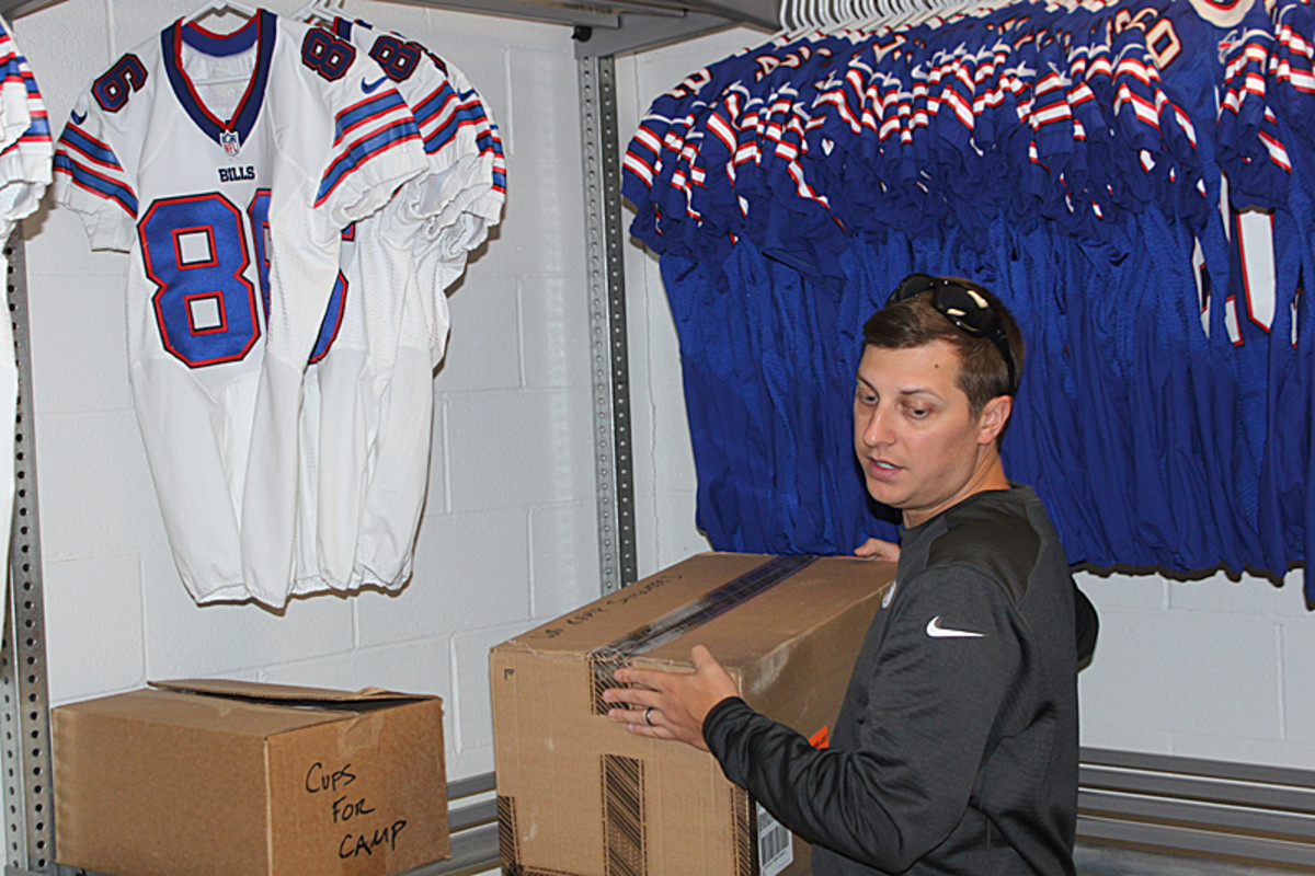 Jeff Mazurek grew up a Bills fan in Western New York. Now he's the Bills' equipment manager. (Robert Klemko/The MMQB)