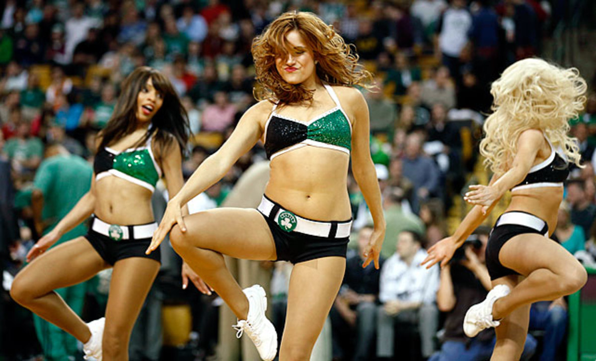 The Boston Celtics dancers perform during the first half against