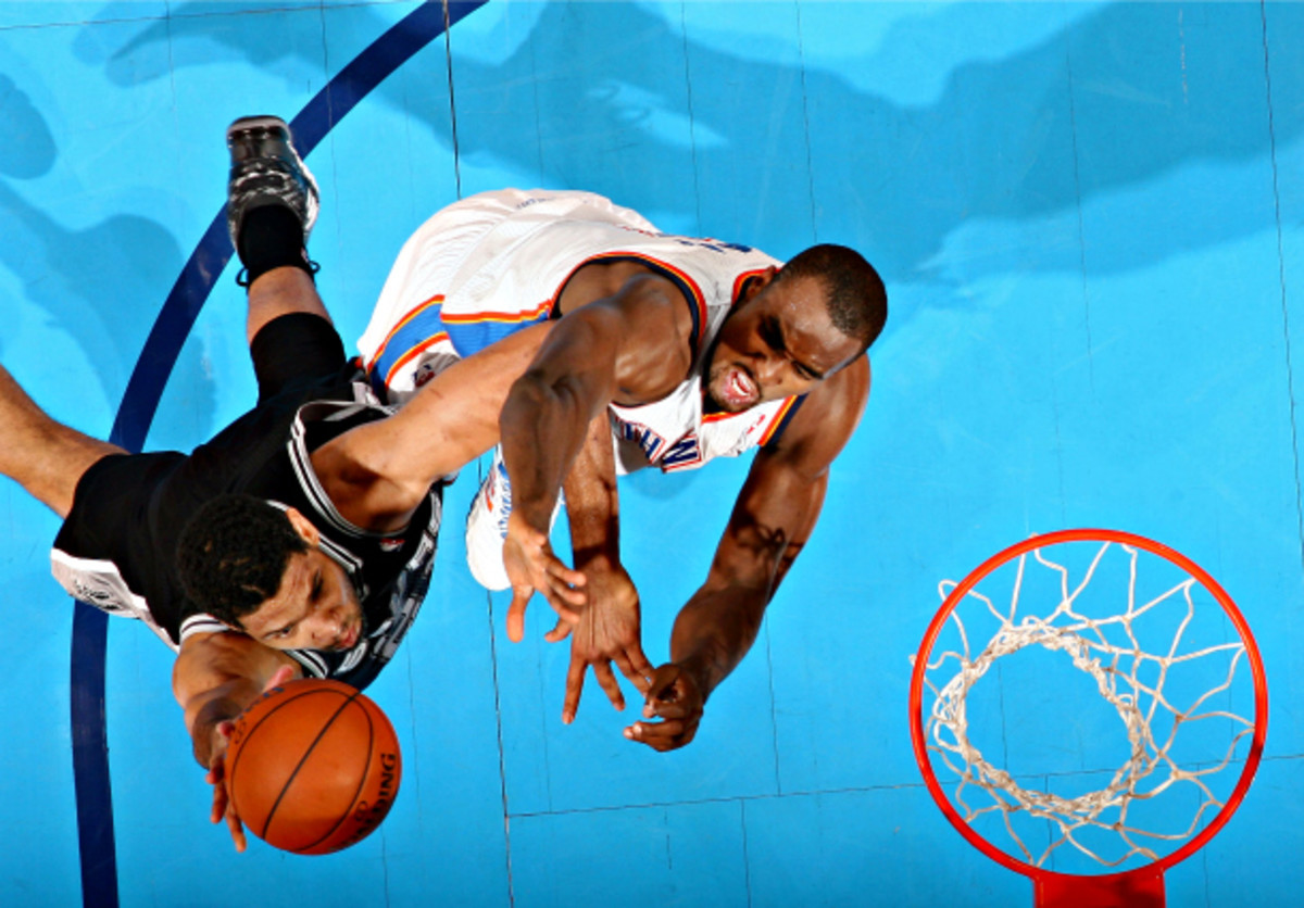 Serge Ibaka had given Tim Duncan and the Spurs trouble in the past. (Layne Murdoch Jr./NBAE via Getty Images)