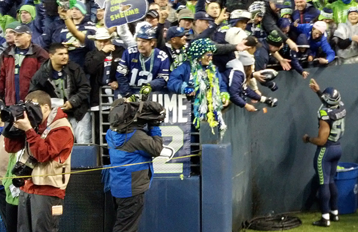 Linebacker Bobby Wagner enjoys the moment with fans. 