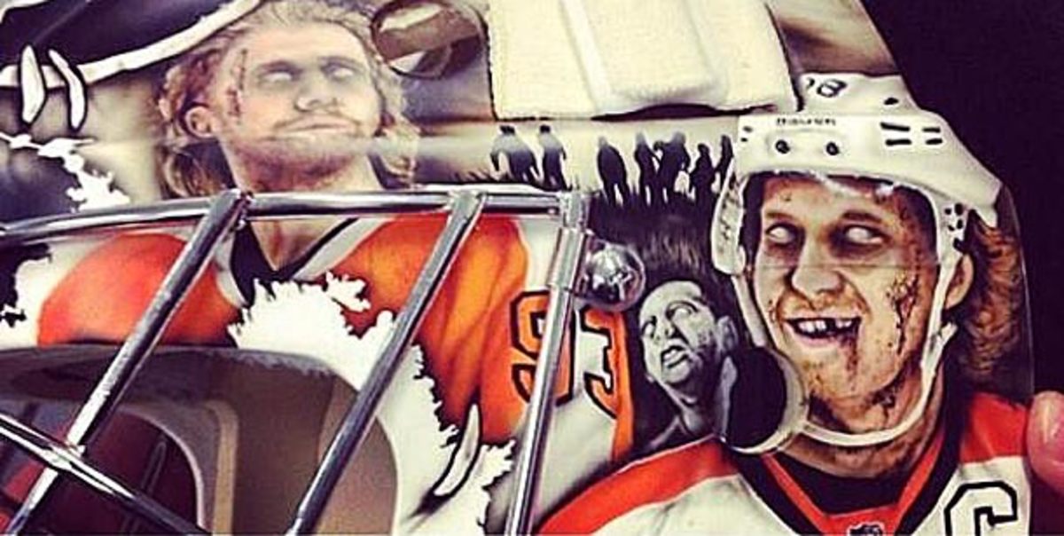 Philadelphia Flyers goalie Steve Mason's new zombie mask