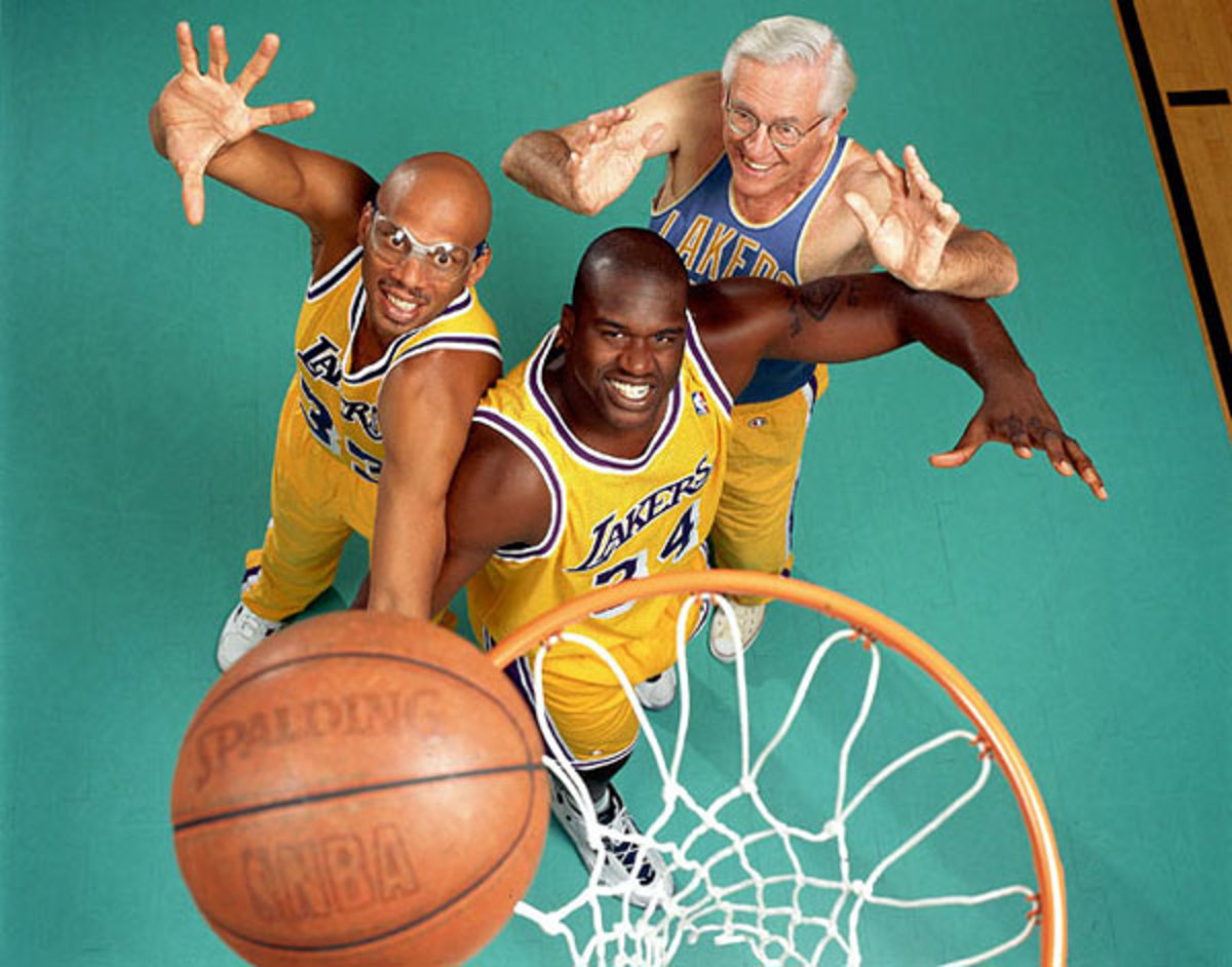 Kareem Abdul-Jabbar, Shaquille O'Neal and George Mikan :: Peter Read Miller/SI