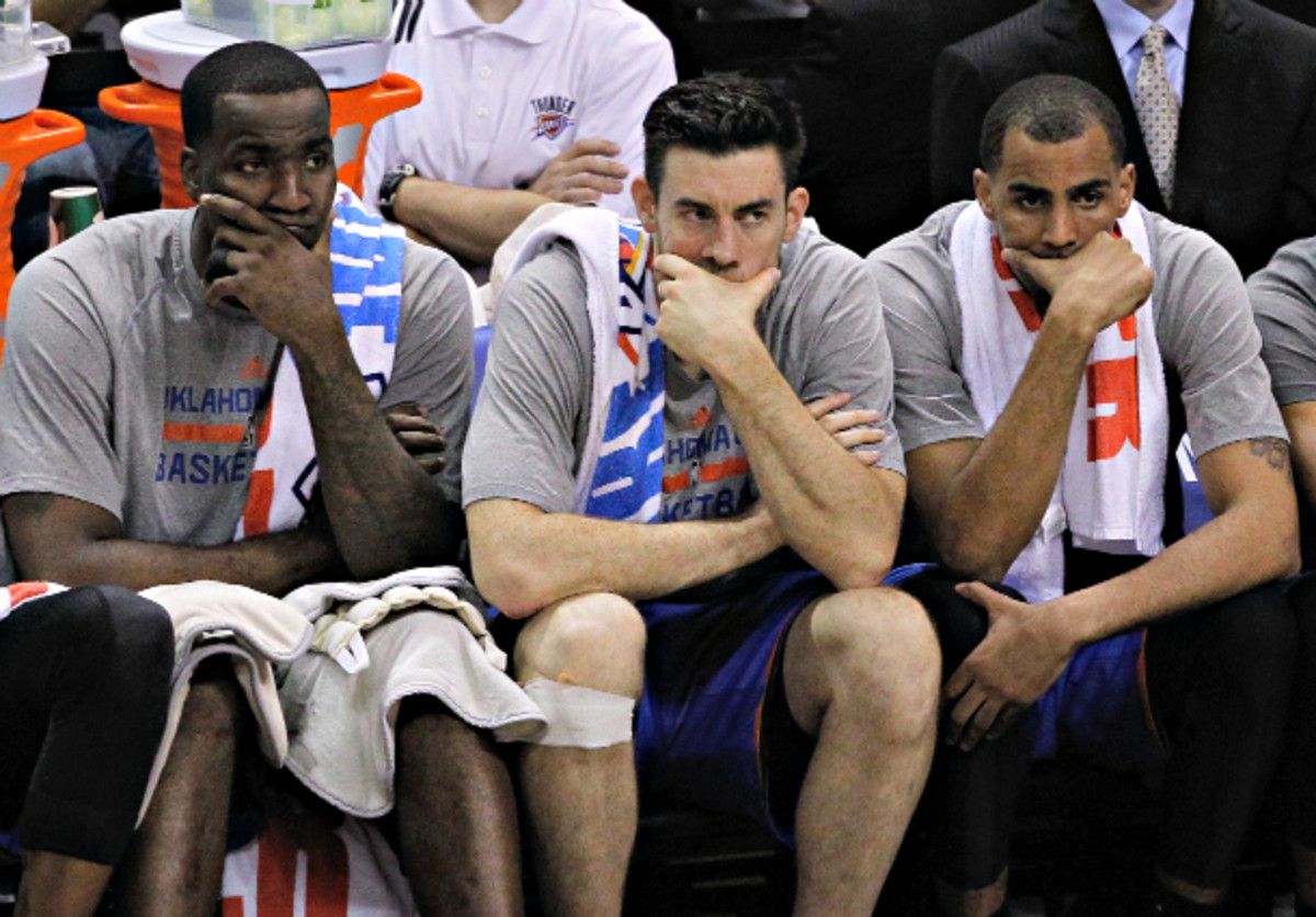 With Serge Ibaka sidelined,  the flaws of Oklahoma City's supporting cast are all too prominent. (Chris Covatta/Getty Images)
