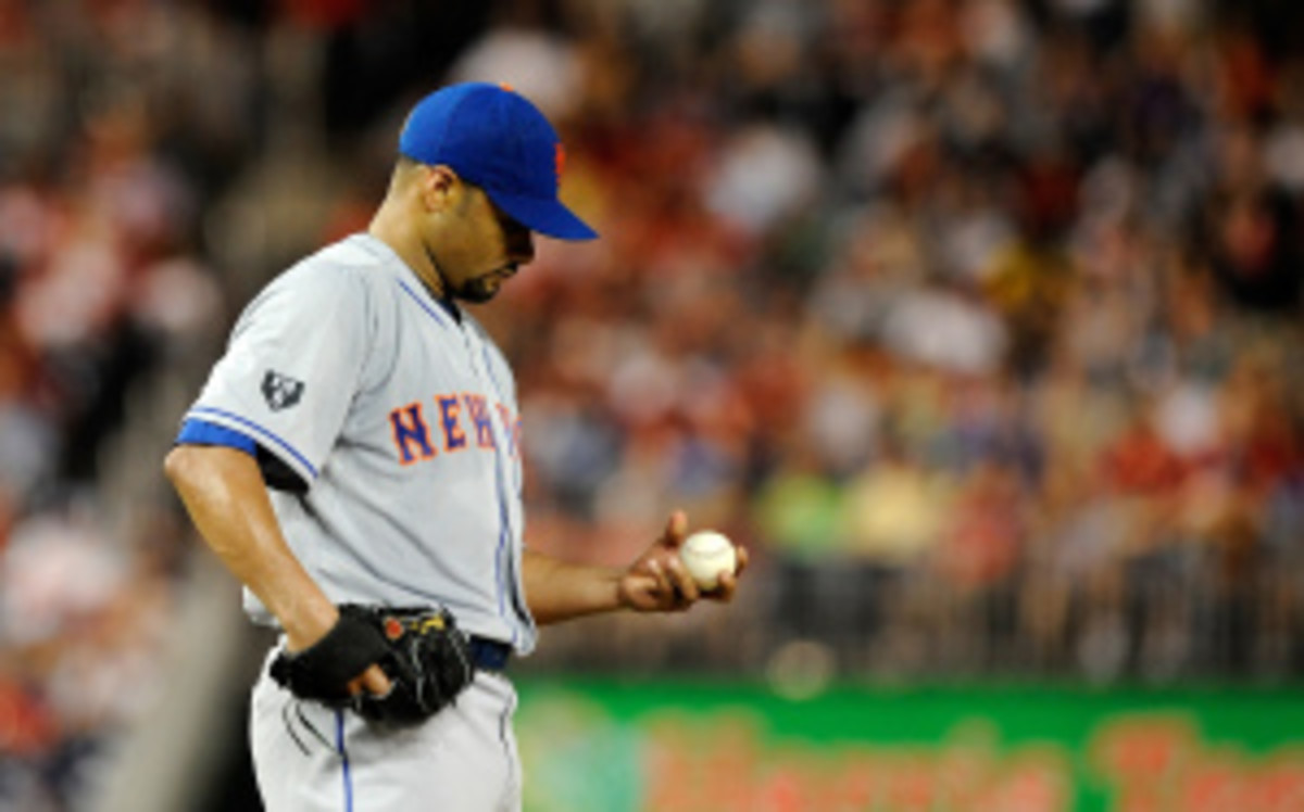 Johan Santana was throwing a fastball at only approximately 77 miles per hour last week. (Patrick McDermott/Getty Images)