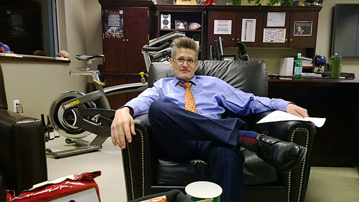 Dimitroff, here in his Flowery Branch office, hopes his draft day haul can propel the Falcons back to contender status.