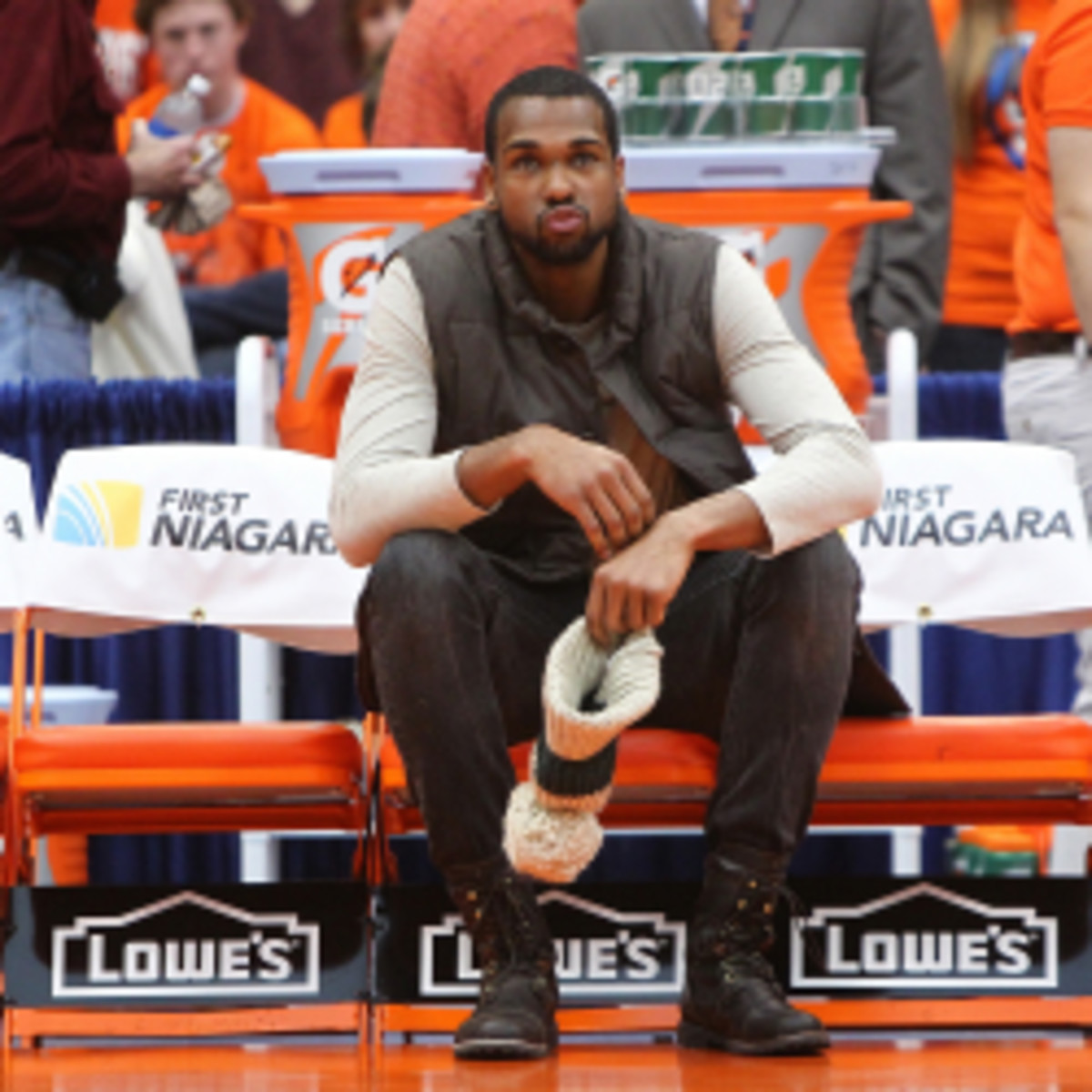 Syracuse forward James Southerland is suspended because of an NCAA investigation into the program's academics. (Nate Shron/Getty Images)