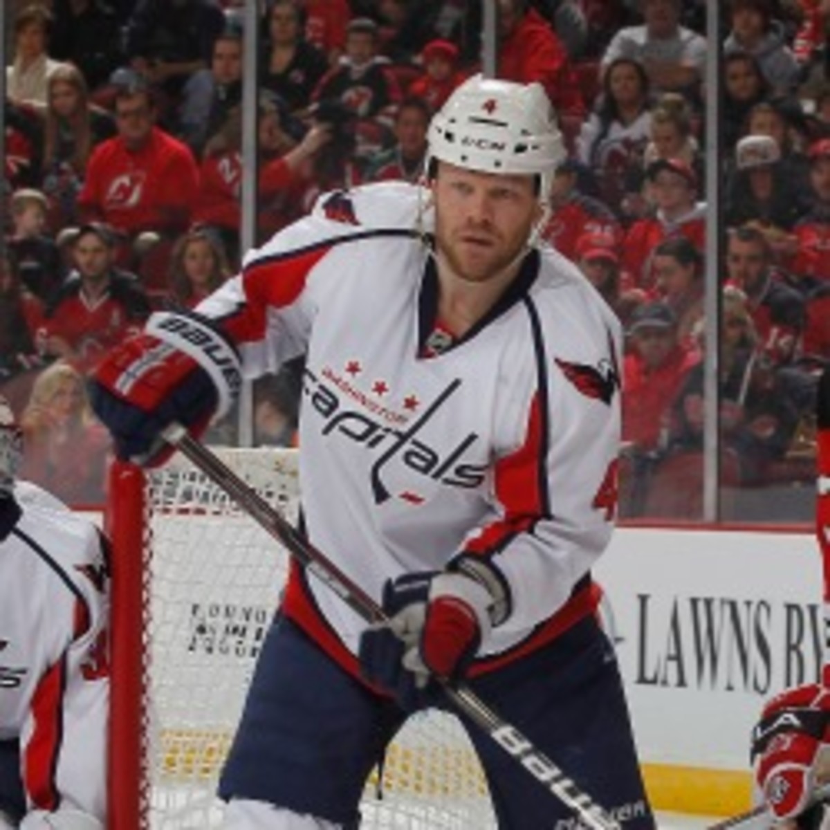 Capitals defenseman John Erkskine was suspended three games for elbowing. (Andy Marlin/NHL/Getty Images)