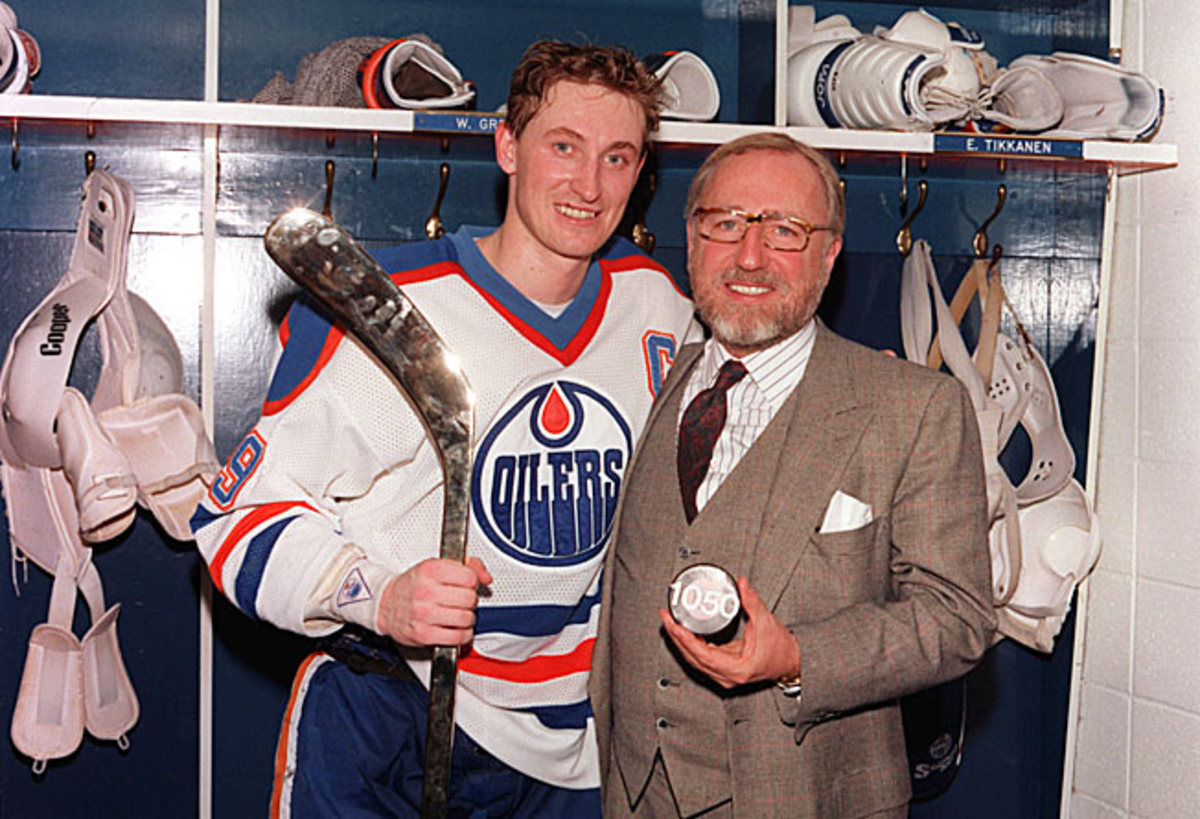 Oilers owner Peter Pocklington (right) came to see Wayne Gretzky as a depreciating asset.