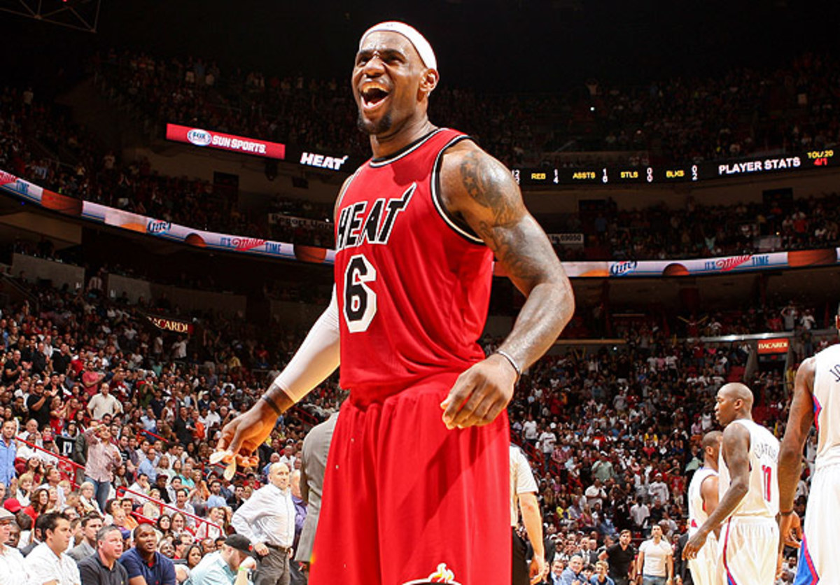 LeBron James celebrates against the Clippers