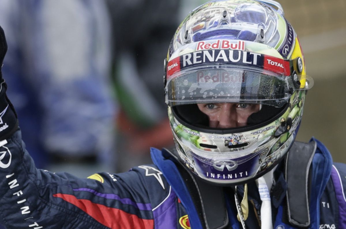 Sebastian Vettel conquered a wet track in Sao Paulo to take the pole for the Brazilian Grand Prix.