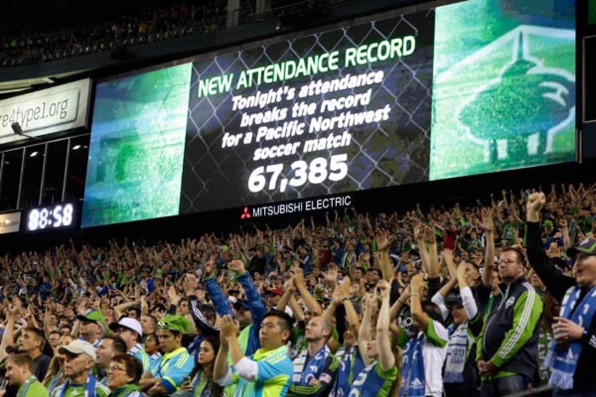 The Sounders broke their attendance record in August against the Timbers. (AP)