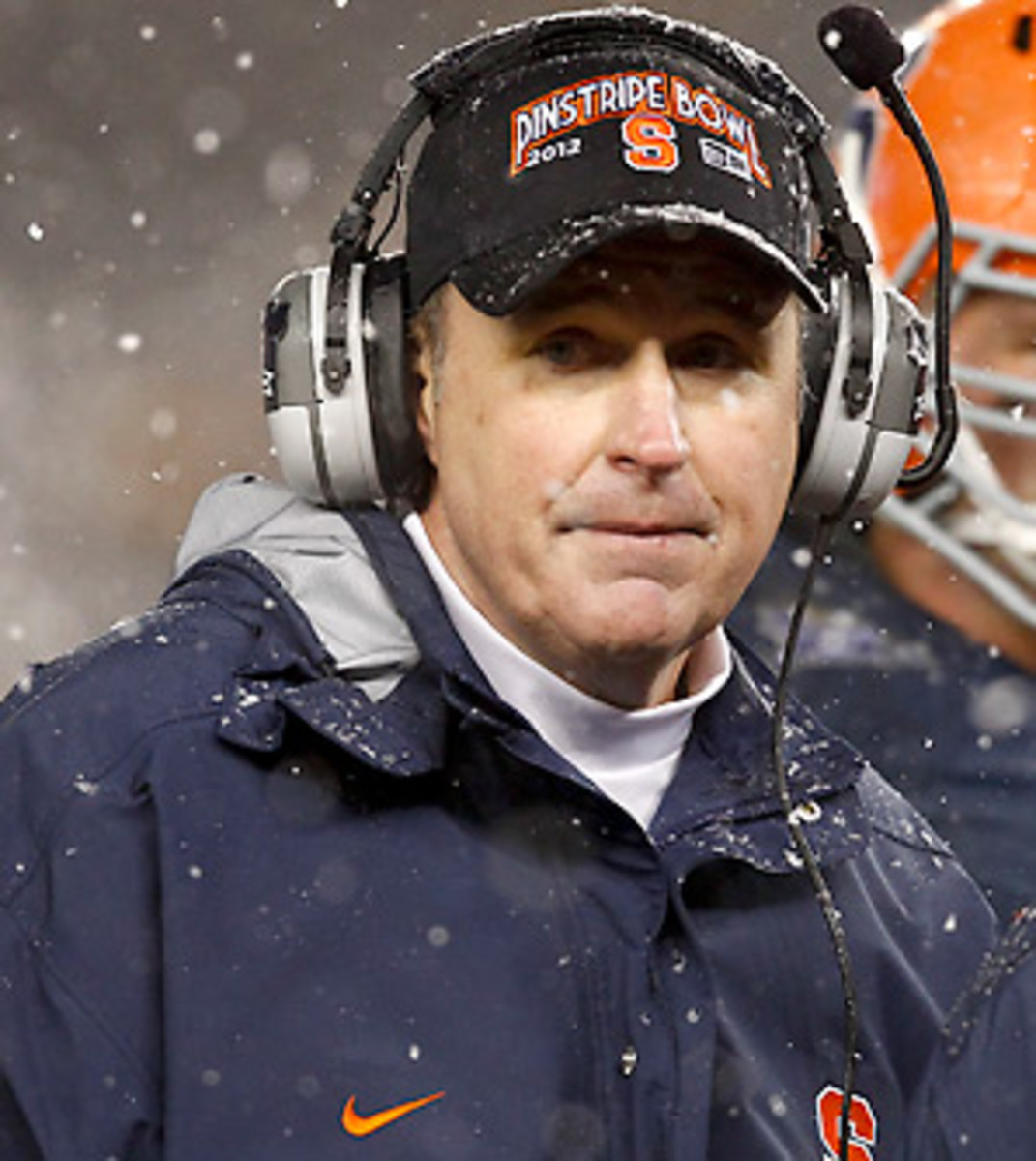 Syracuse will reportedly replace the departed Doug Marrone by hiring defensive coordinator Scott Shafer as head coach. (Jeff Zelevansky/Getty Images)