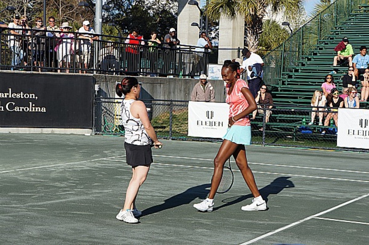 Sharing a laugh. Possibly about my lack of tan. (Photo by Ben Rothenberg)