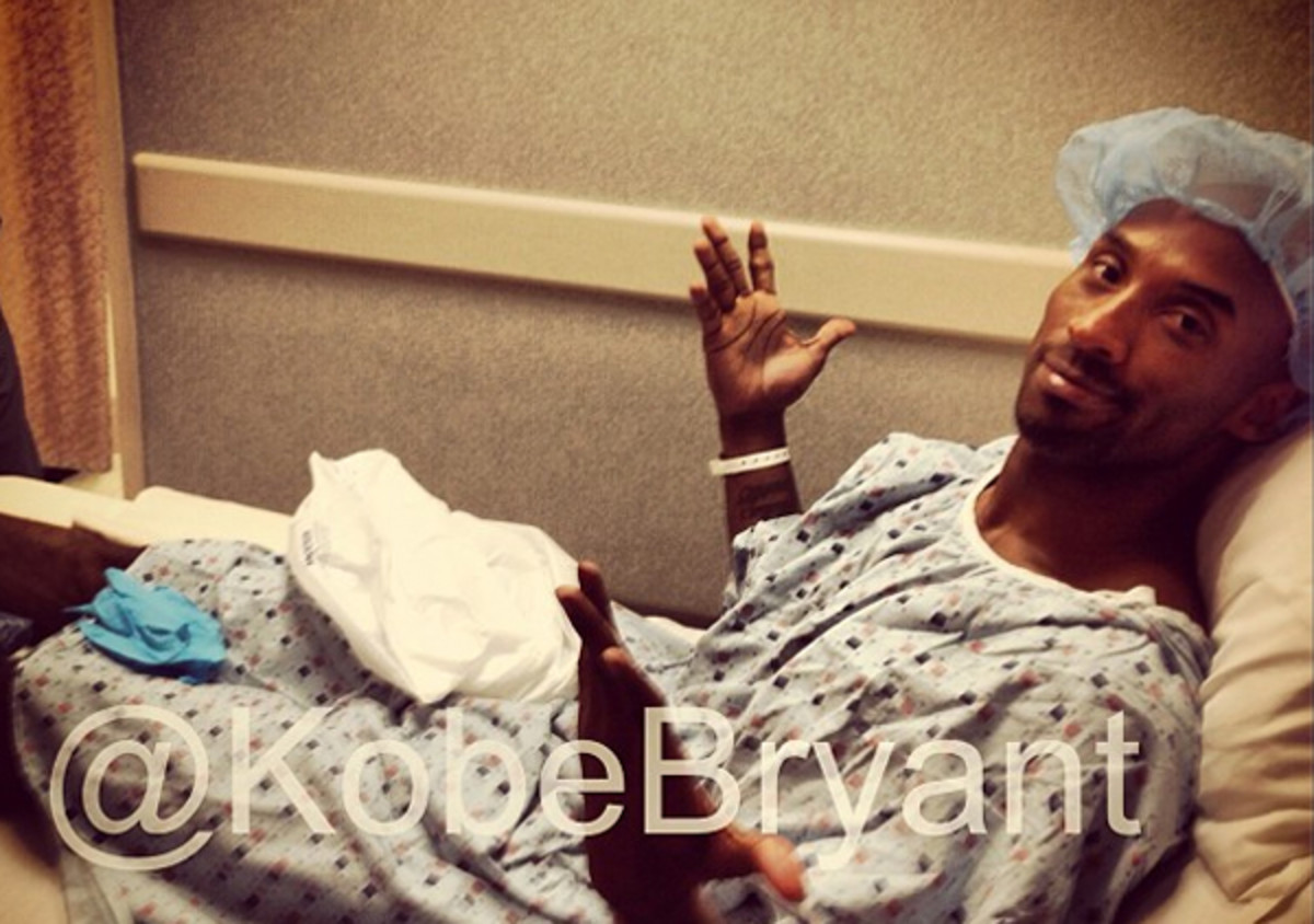 Lakers guard Kobe Bryant prepares for surgery on his torn Achilles. (@KobeBryant on Twitter)