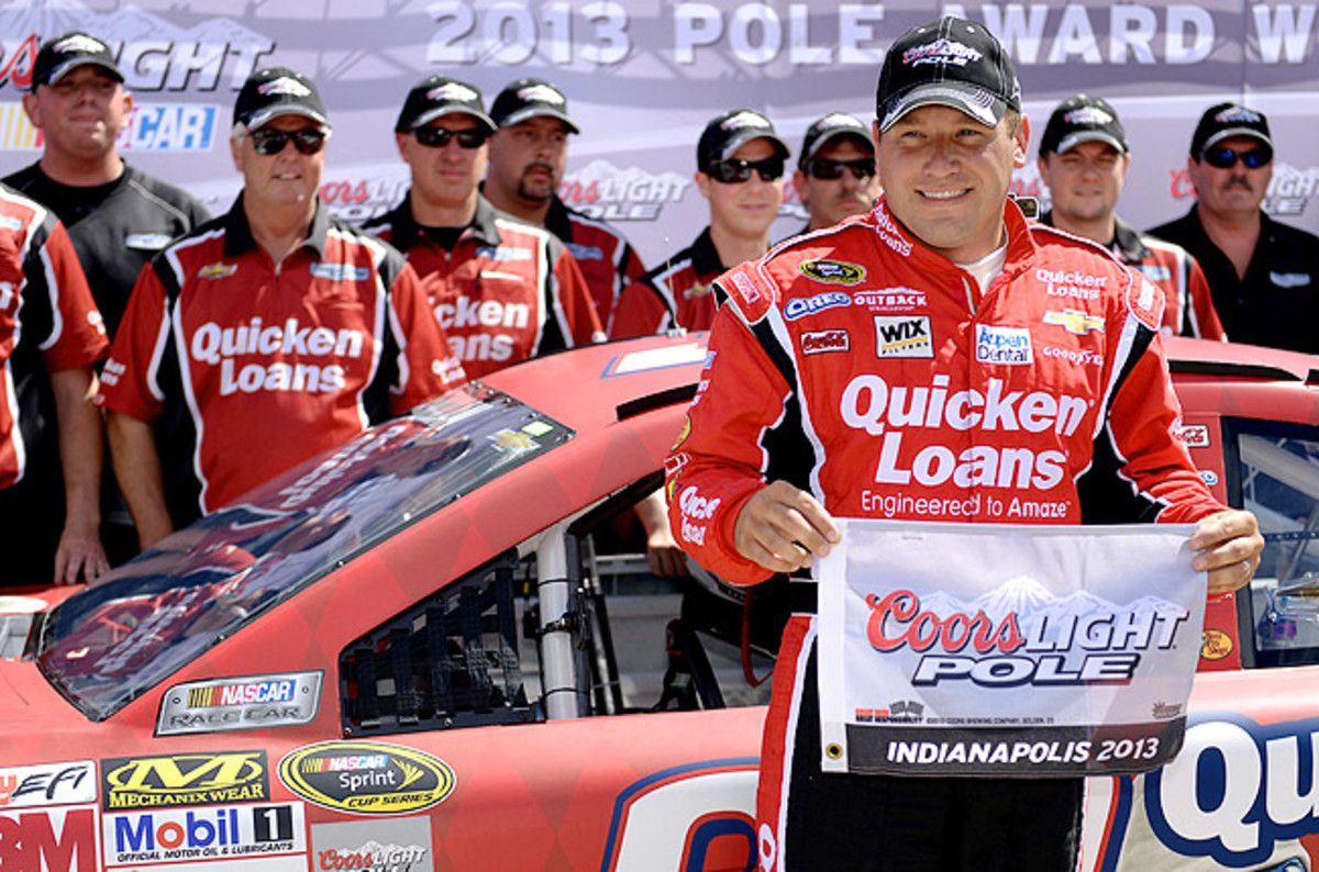 Jimmie Johnson was poised to take the pole before Ryan Newman blazed a track record as the last driver to qualify. 