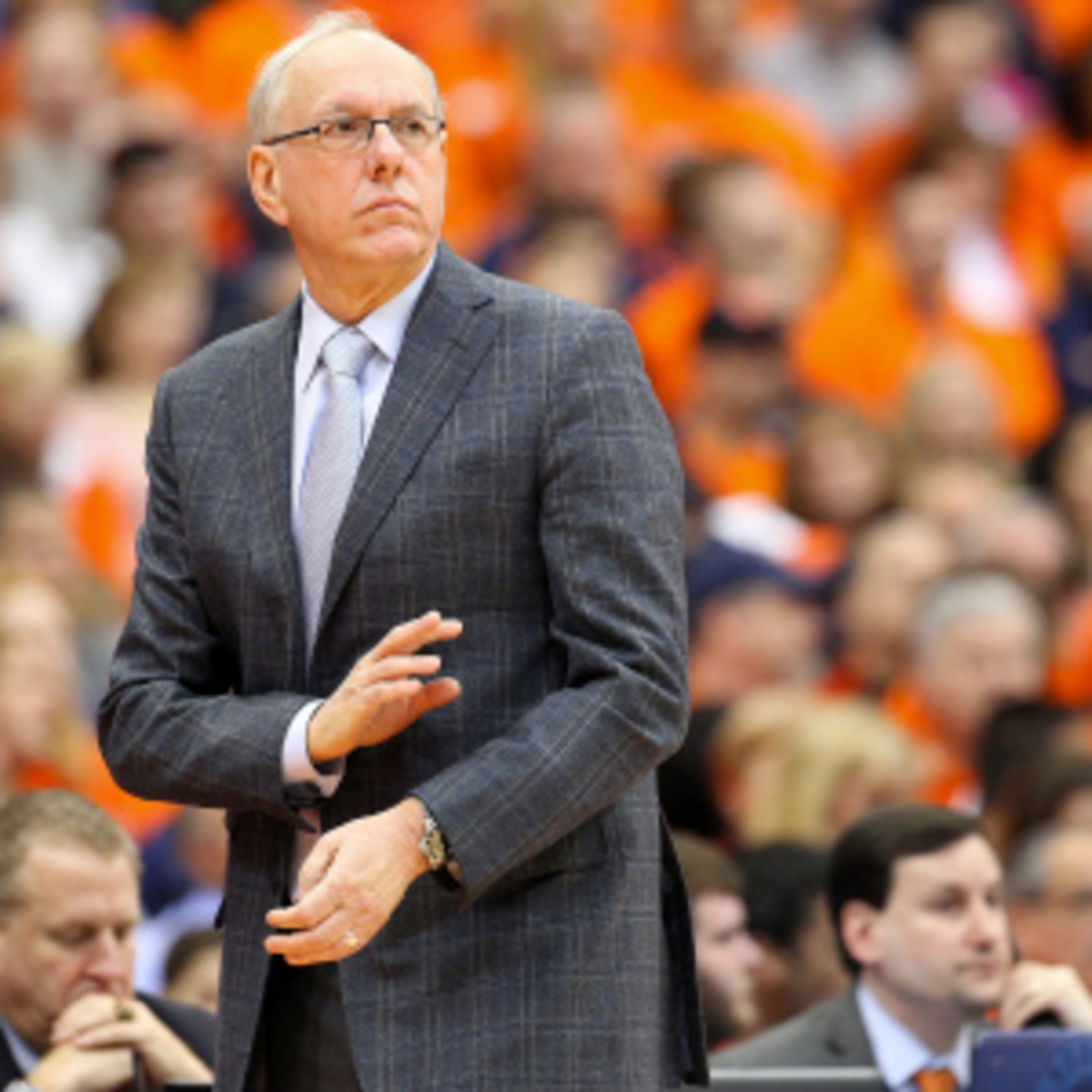 Syracuse University tweeted, then deleted, that Jim Boeheim may be asked to retire. (Nate Shron/Getty Images)