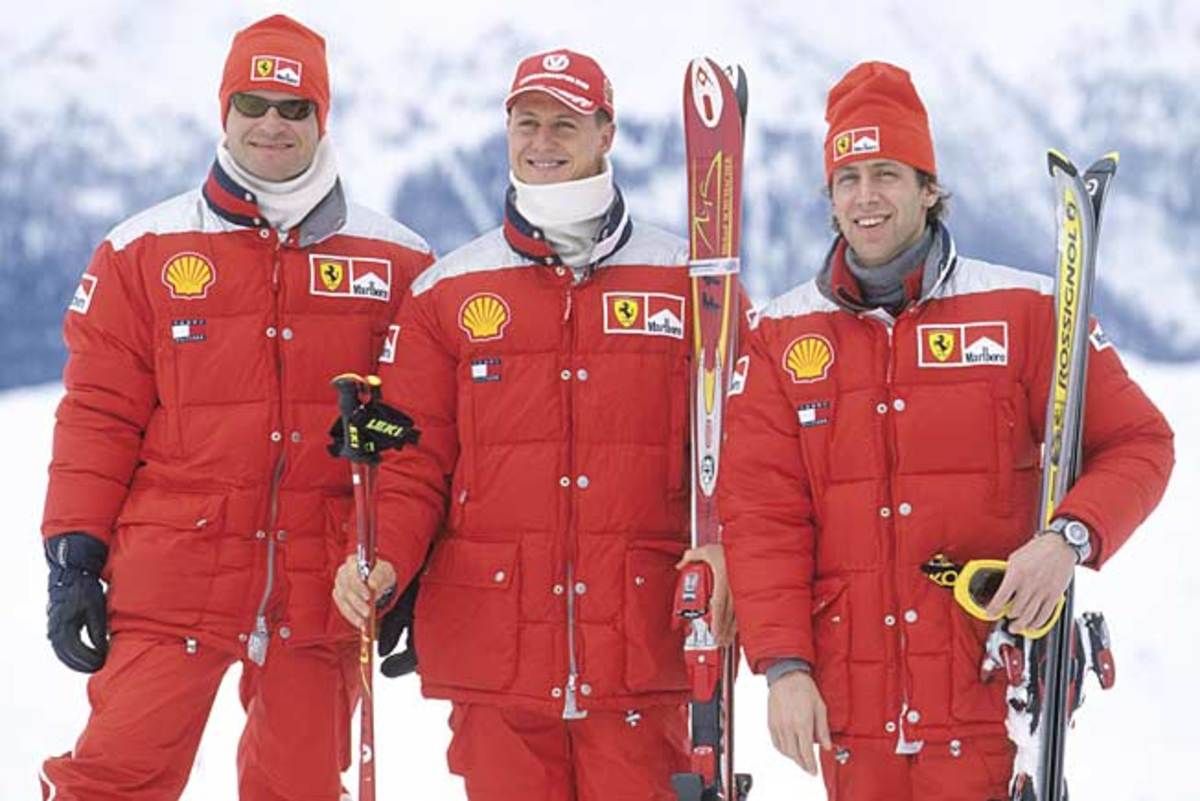 An expert skiier, Michael Schumacher (center) had not taken undue risks when he fell and hit his head.