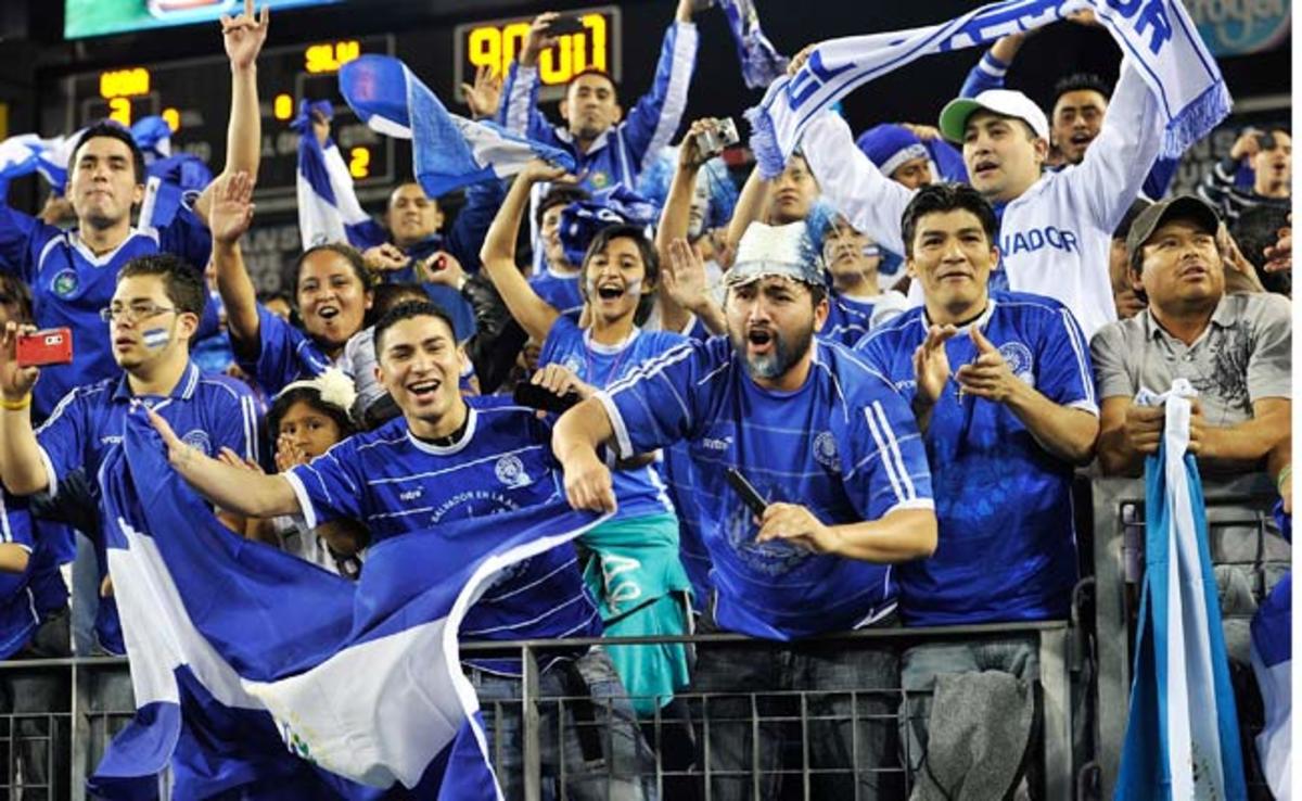El Salvadoran fans cheer for their team after it qualified for the 2012 Olympics ahead of the U.S. 