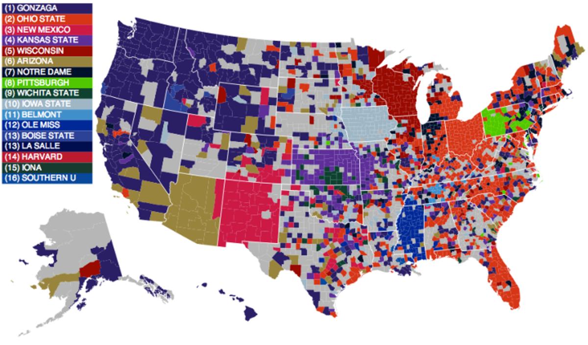 Nba East And West Map Facebook Data Provides Most Detailed Look At March Madness Fandom To Date -  Sports Illustrated