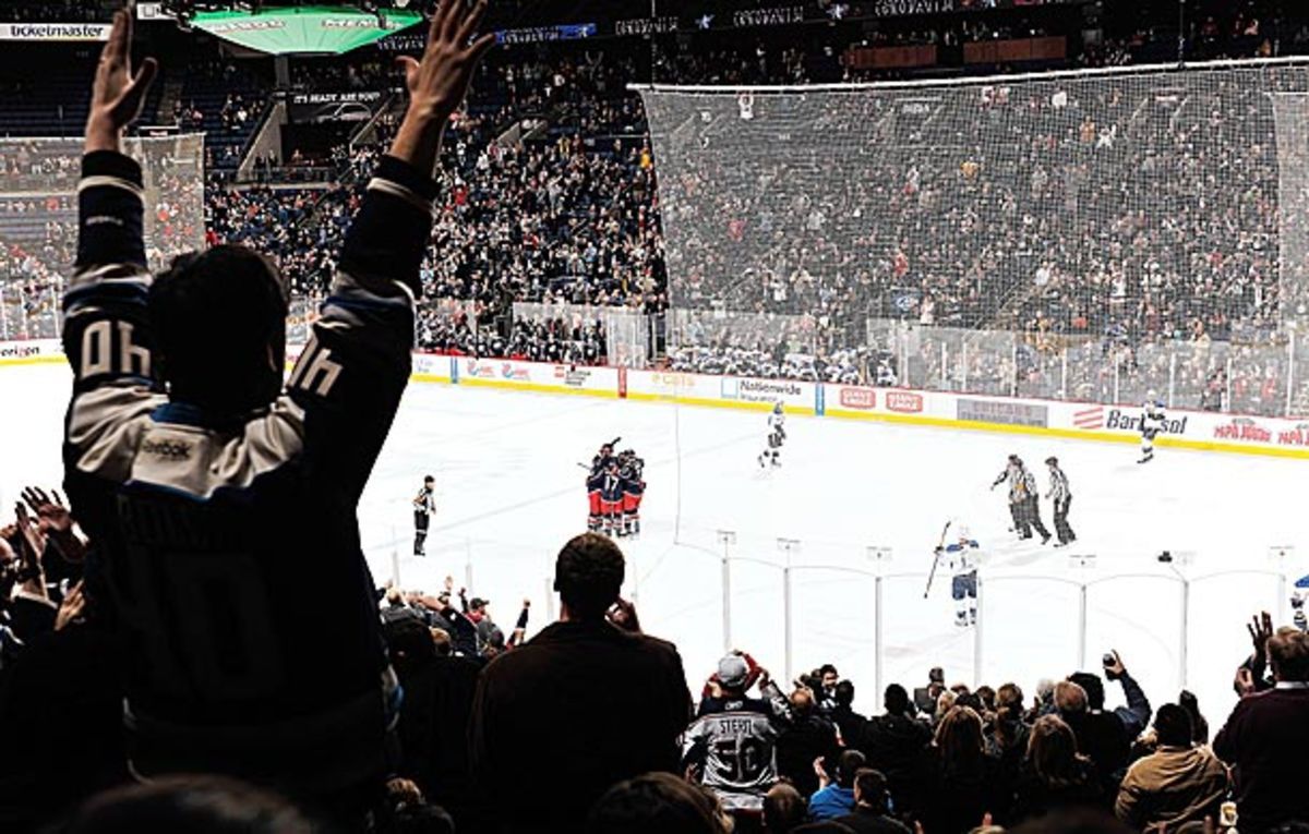 Columbus Blue Jackets fans at Nationwide Arena