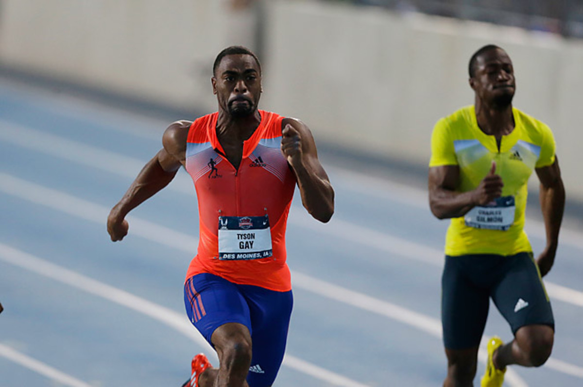 Tyson Gay won his opening heat of the 200 at the U.S. track championships in 20.14 seconds.