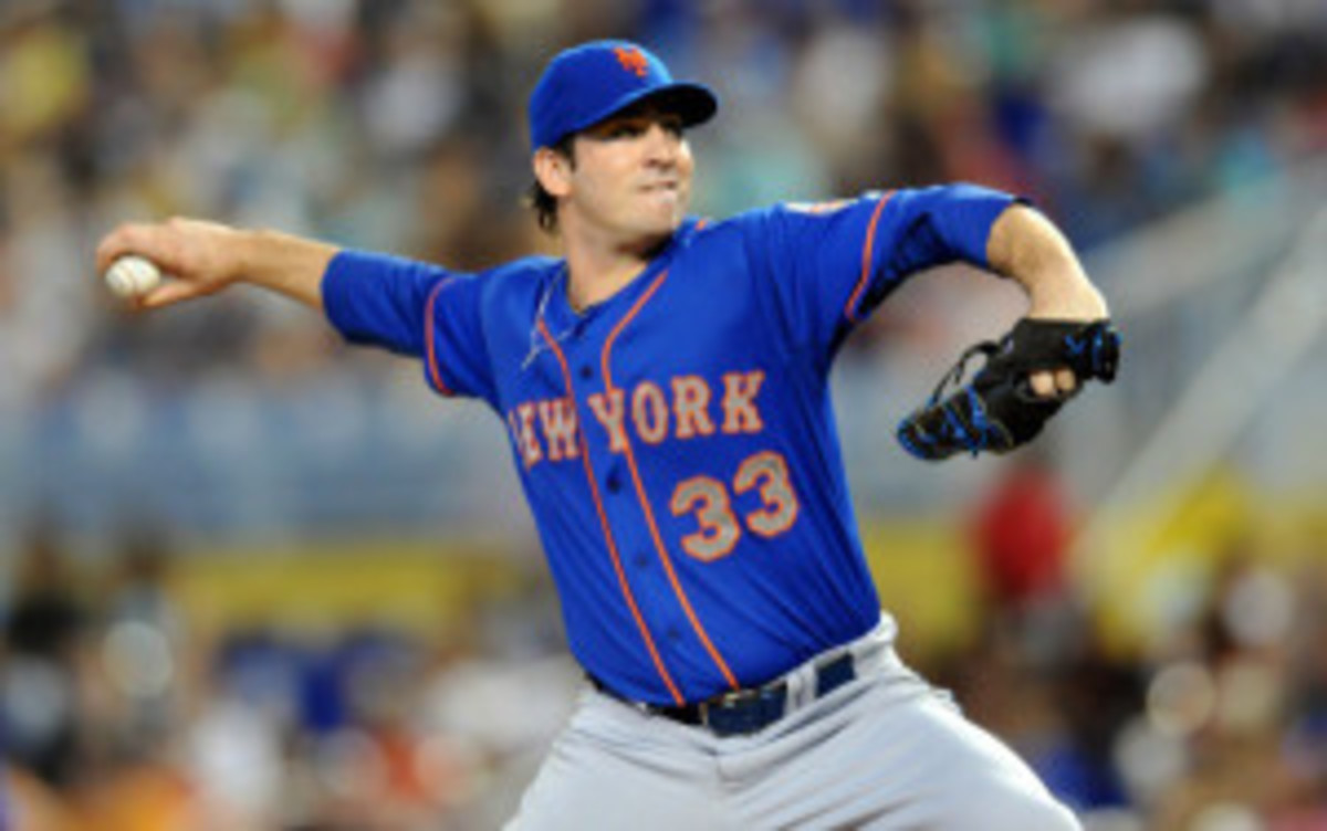 Mets pitcher Matt Harvey will rehab his elbow for a month before deciding on surgery. (Steve Mitchell/Getty Images/)