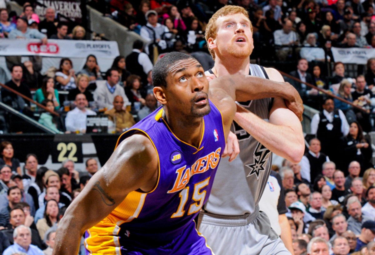 Metta World Peace (left) won a title with the Lakers in 2010. (D. Clarke Evans/Getty Images)