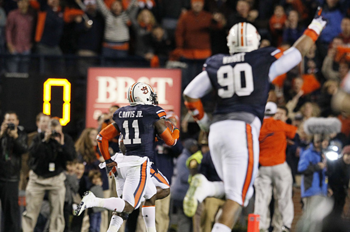 CBS showed nine replays of Auburn's miraculous game-winning field goal return, using many of the 17 cameras they had on the field.