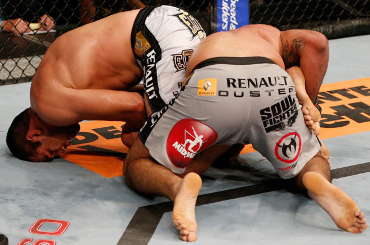 Fabricio Werdum (right) earned one of 10 submissions at UFC on Fuel TV 10, a UFC record.