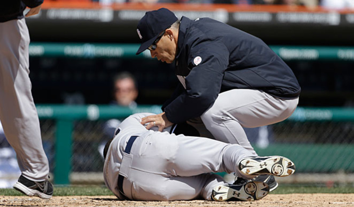 Eduardo Nunez was hit by a pitch in the fourth inning of Friday's game against the Tigers.