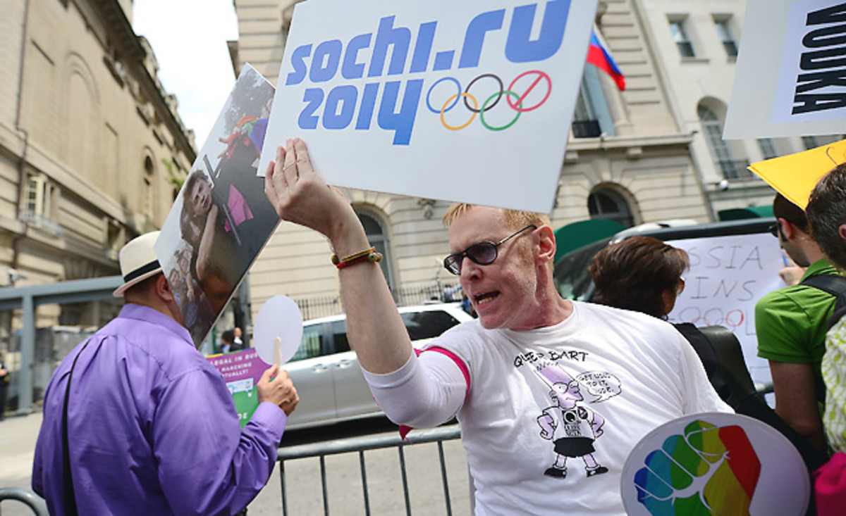 The next IOC president will have to carefully navigate the IOC through protests of Russia's anti-gay law.