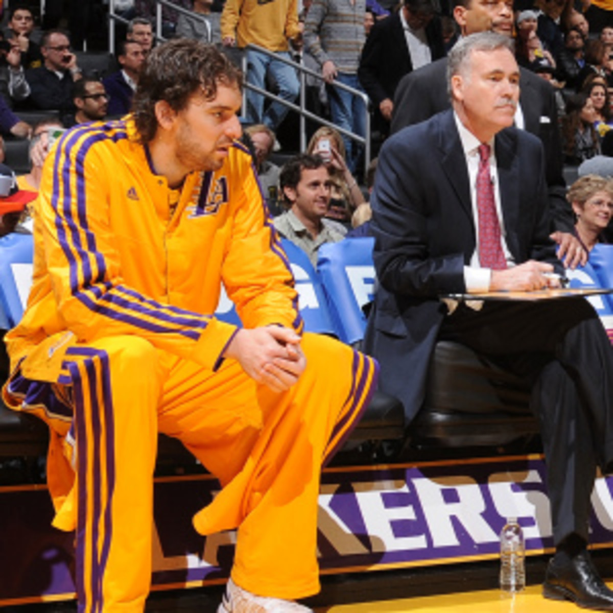 Pau Gasol continues to express his frustration with the demotion he received from Mike D'Antoni. (Andrew D. Bernstein/Getty Images)