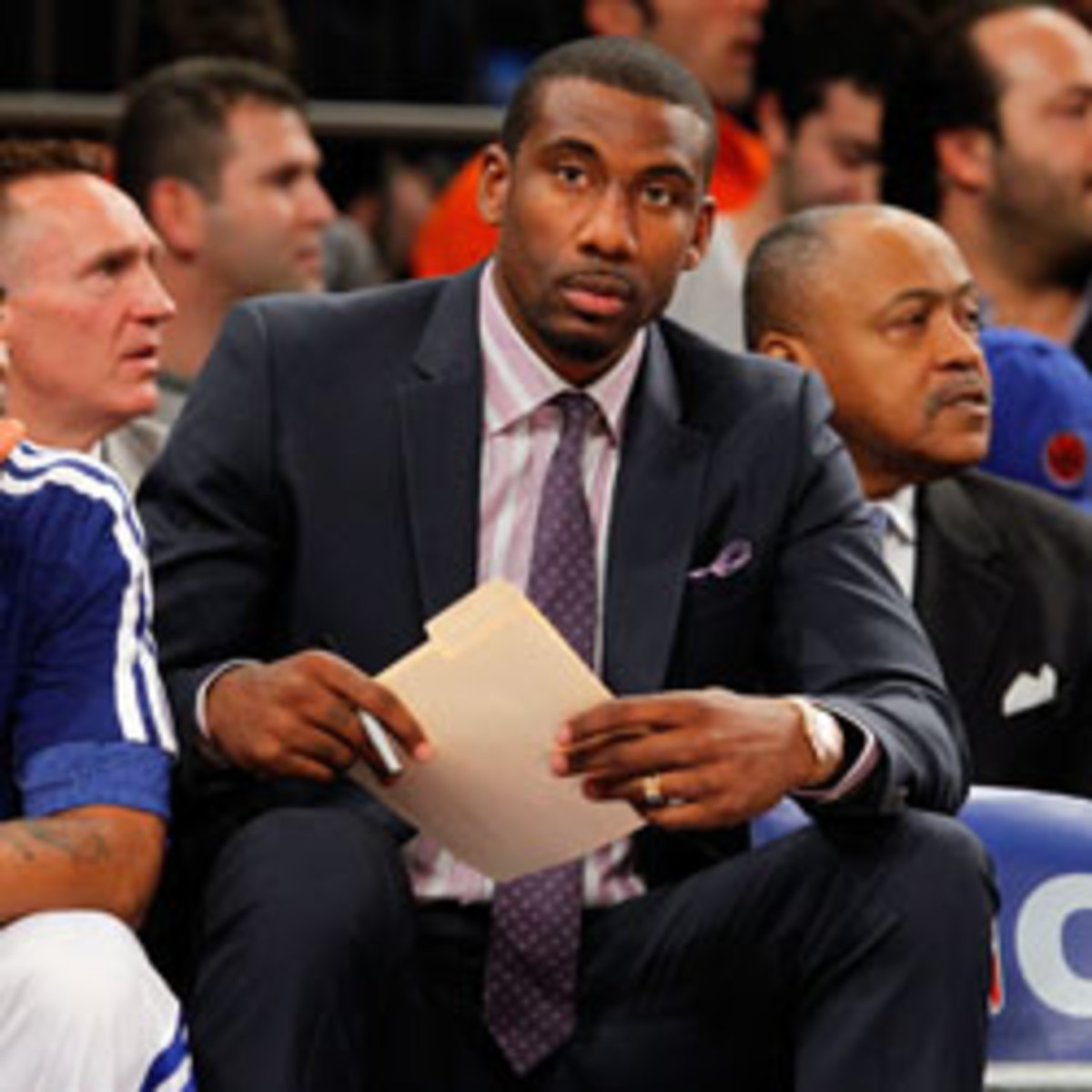 Amare Stoudemire could return to the Knicks for the second round of the playoffs. (Jim McIssac/Getty Images)