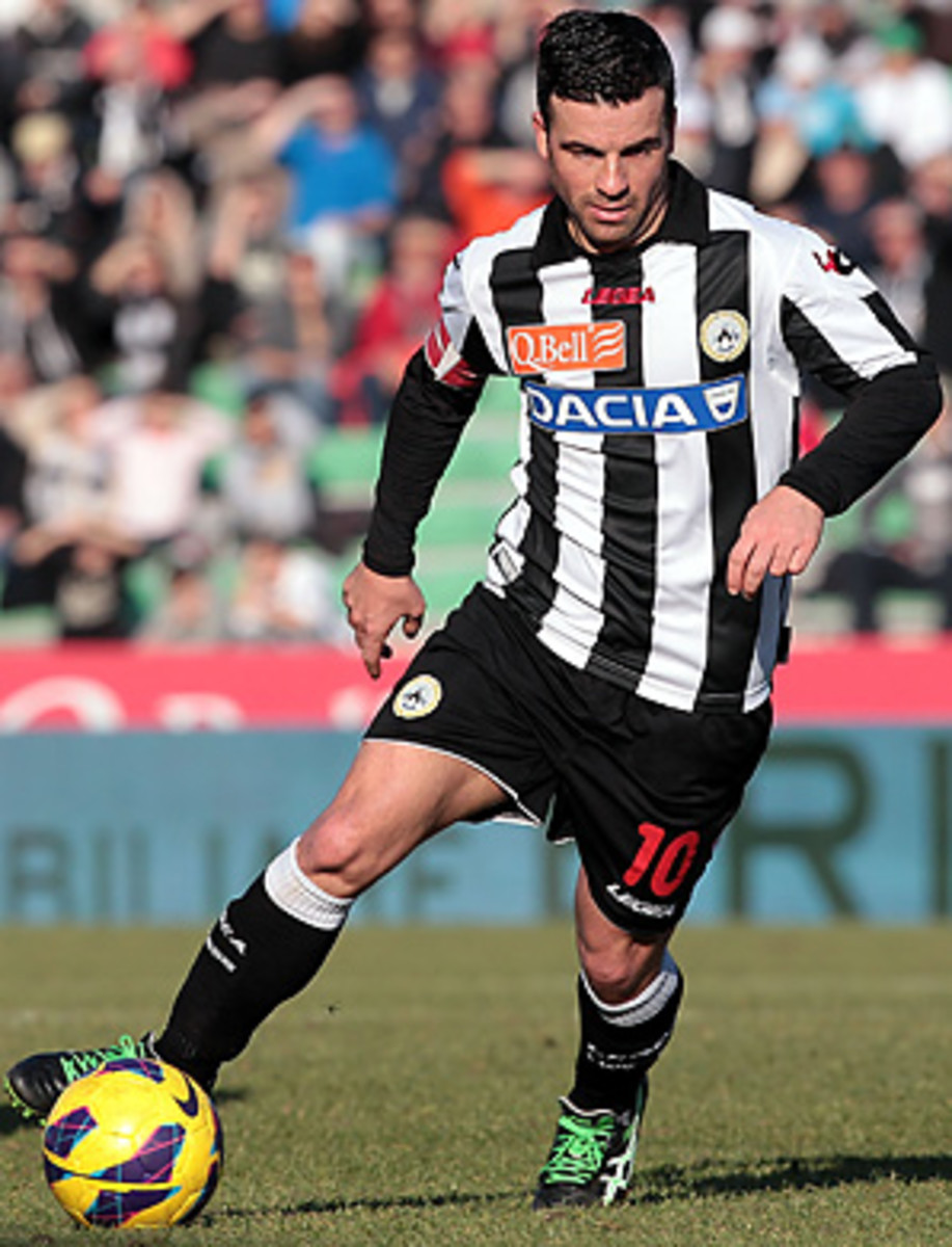 Antonio Di Natale scored twice as Udinese knocked off Inter Milan.