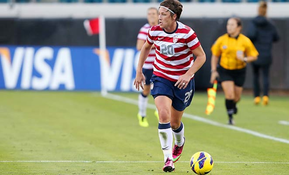 Abby Wambach is four goals behind Mia Hamm's international record of 158.