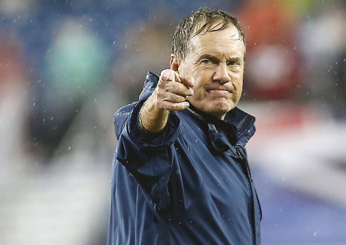 A fiery Bill Belichick was not pleased with Nick Mangold's hit on Aqib Talib.