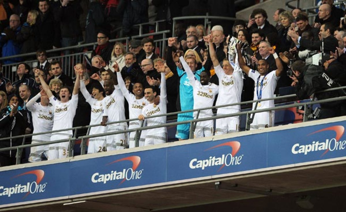Swansea qualified for the Europa League by winning the Capital One Cup in February.