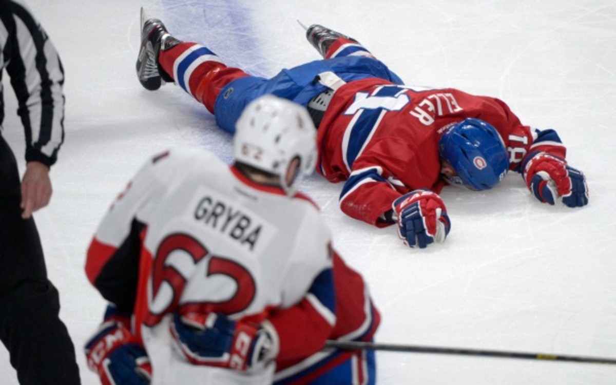 Canadiens' Lars Eller suffered a concussion following a hit in the playoffs last season. (AP Photo/The Canadian Press, Graham Hughes)