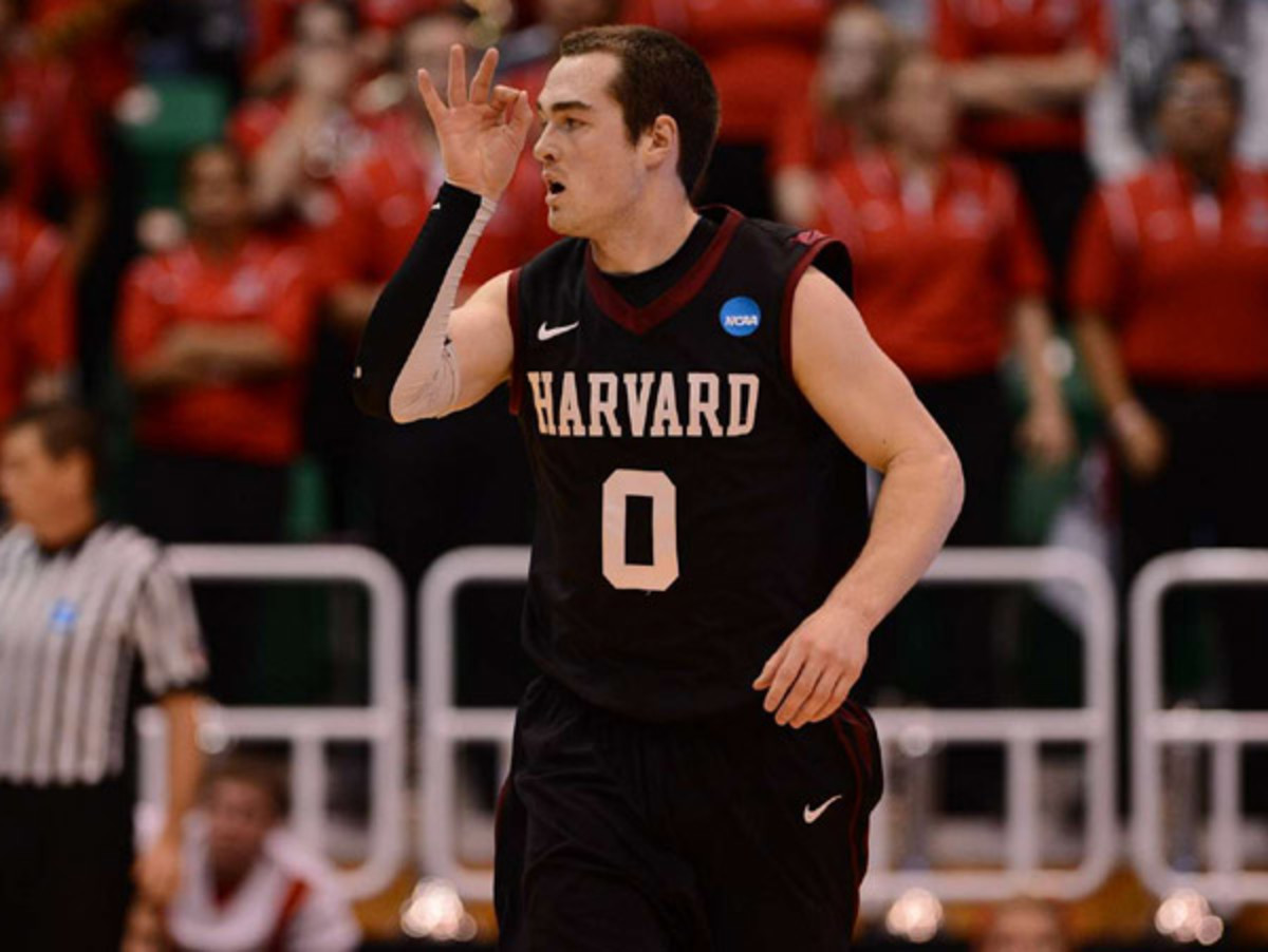 Laurent Rivard dropped five threes on New Mexico as part of Harvard's stunning second-round upset. (John W. McDonough/SI)