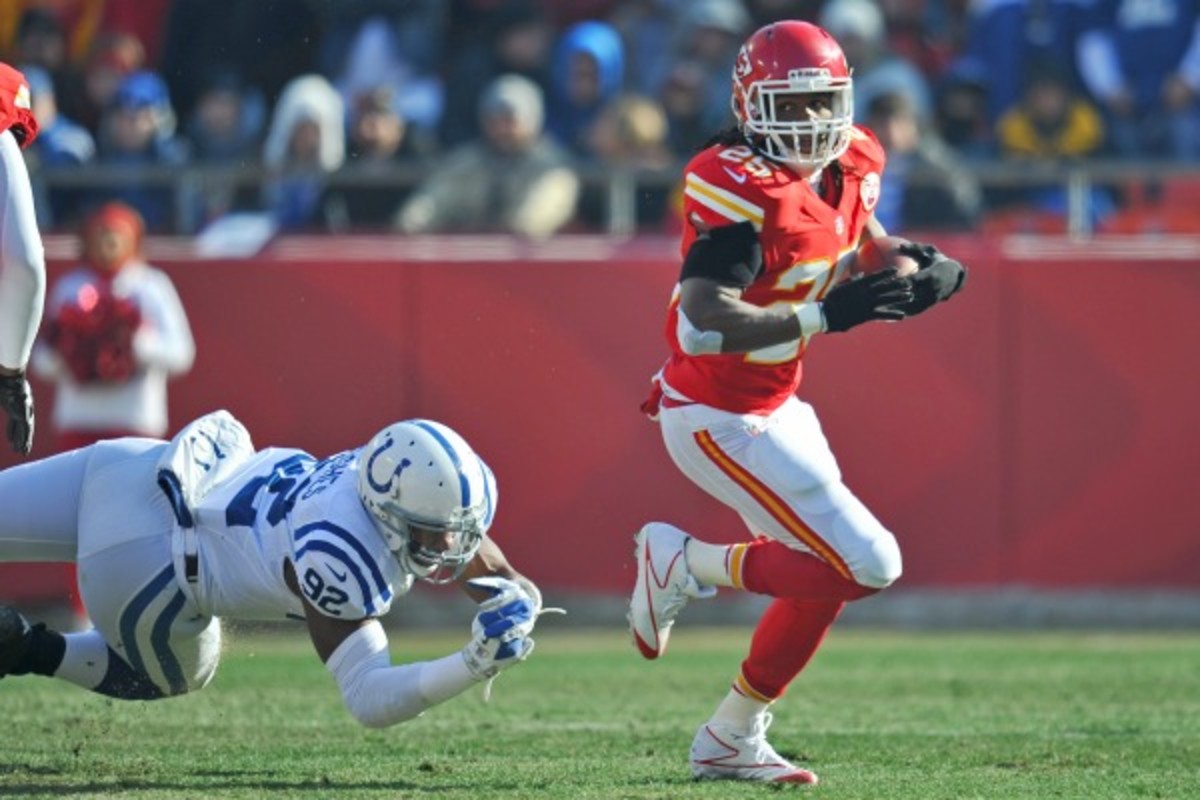Jamaal Charles was fourth last season in yards rushing. (Peter Aiken/Getty Images)