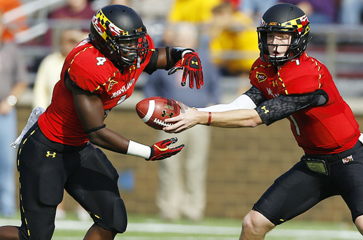Brown (left) was the Terrapins' second-leading rusher as a freshman last season with 382 yards.